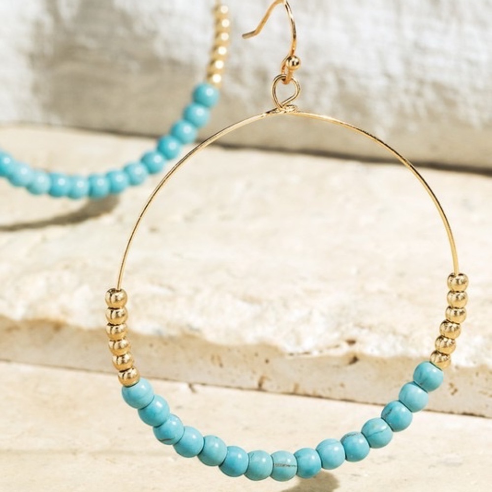 Turquoise Natural Stone Circle Earrings